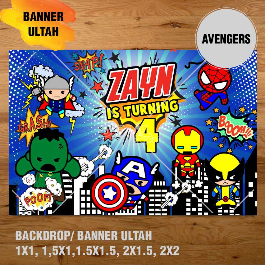 Banner Ulang Tahun Backdrop Ultah Spanduk Ulang Tahun Ul Tah Avengers Shopee Indonesia