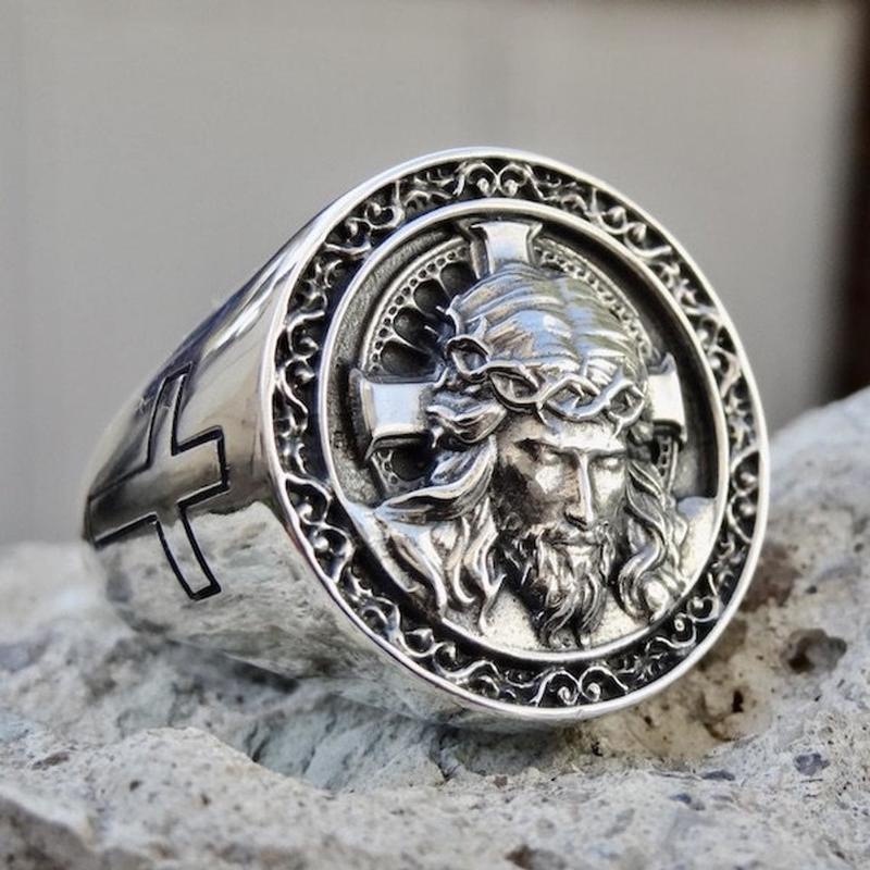 Cincin Desain Salib Yesus Gaya Punk Eropa Amerika Untuk Pria