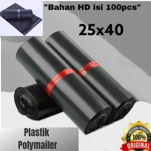 Plastik Polymailer Packing Tebal Amplop Kantong Kemasan Isi 100 pcs Ukuran 25x40cm, Hitam