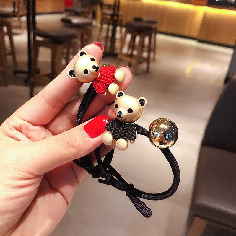 MURMURE.ID | IKAT RAMBUT ELEGAN KARET RAMBUT KUNCIRAN / KARET RAMBUT ALA KOREA MOTIF TEDDY BEAR HA162-2