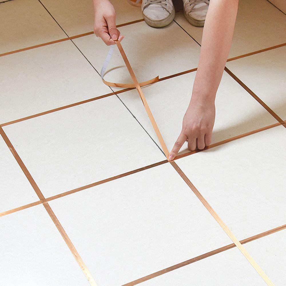 【 ELEGANT 】 Foil Tape 50m 0.5cm/1cm Self-adhesive Ground Tile Wall Decor Waterproof Seam Sticker