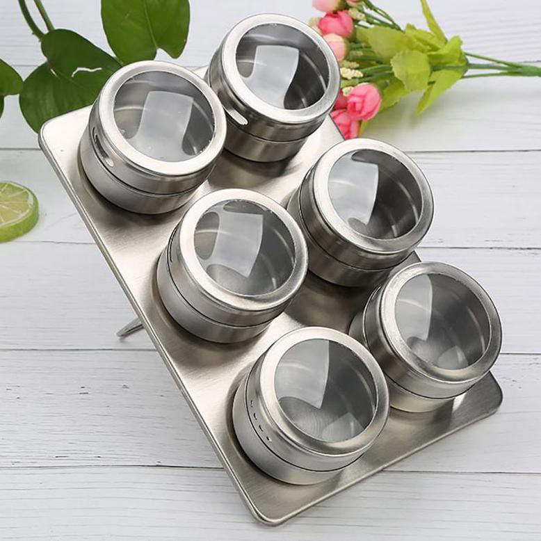 Grab Medan Tempat Bumbu Makanan Magnetic Spice Jar Storage Container Leten C121 - Silver