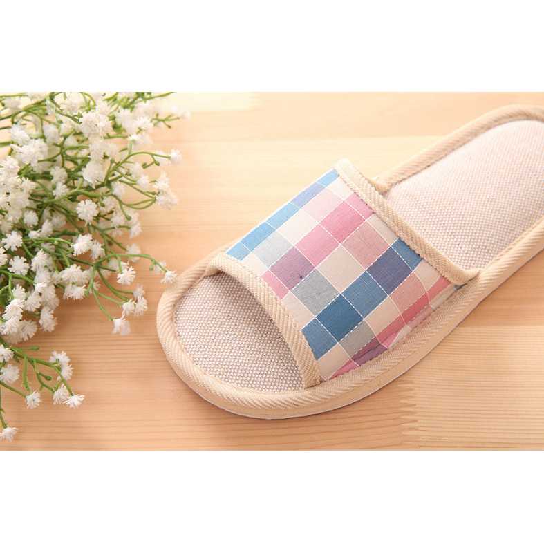 Sandal Rumah Indoor Kamar Selop Lucu Nyaman Murah Simpel / Sendal Selop Santai Wanita Linen Indoor Berkualitas / Cute Comfort Home Slippers / Sandal Kamar Hotel  Elegan Modis Empuk Minimalis Berbagai Ukuran