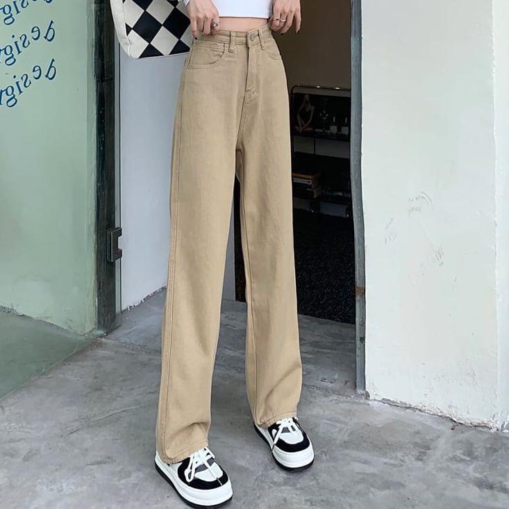 Koleksi Terbaru.. Highwaist Kulot Jeans wanita Loose Mocca