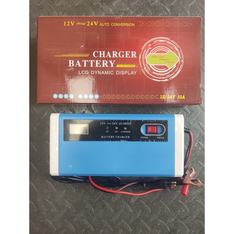 Charger Aki Portable 10A 12V 24V Motor Mobil Casan Accu Sparepart Motor Mobil Carger Indikator LCD