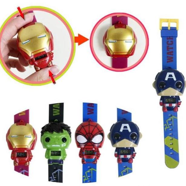[KODE A700S] Jam Tangan Anak Karakter Kartun Kepala Robot Superhero