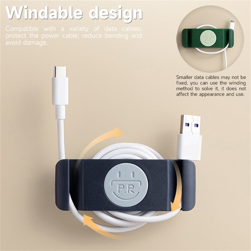 4pcs 360 Derajat° Klip Holder Power Plug Kabel Data USB Multifungsi Dapat Diputar Dengan Perekat