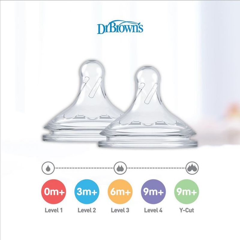 Dr. Brown's Silicone Wide-Neck Options+ Nipple Dr Brown Dot Botol 2pc