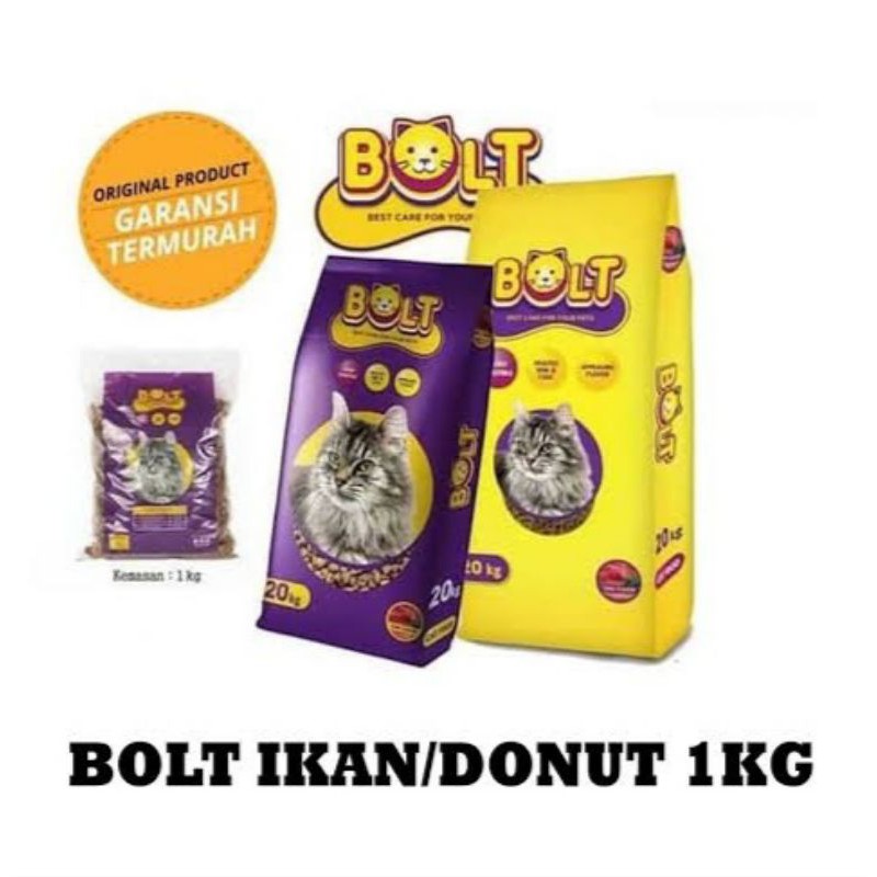 Bolt Repack Kibble Ikan Donat Bulat Tuna Salmon Kitten Makanan Kucing Kering Dry Cat Food