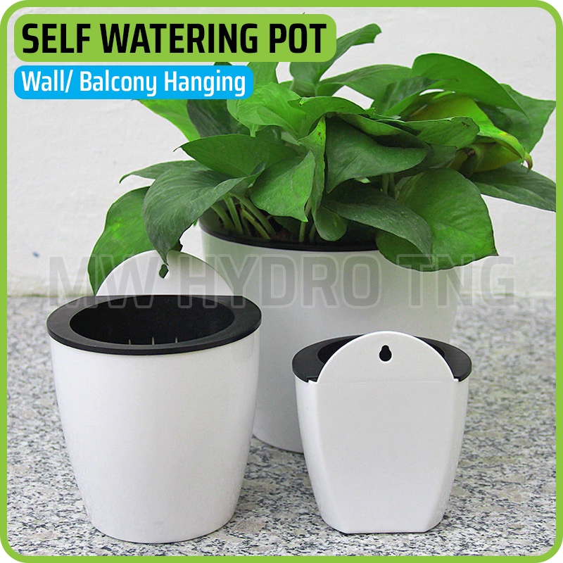 Self Watering Pot, Model Gantung Dinding, Wall/Balcony Hanging, 13 cm