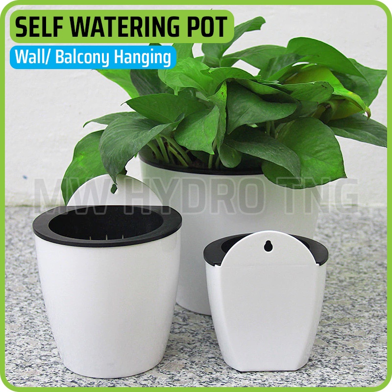 Self Watering Pot, Model Gantung Dinding, Wall/Balcony Hanging, 13 cm