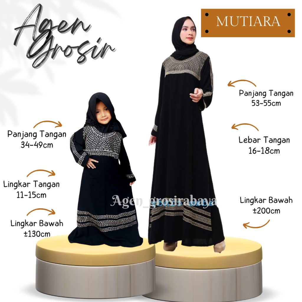 ABAYA GAMIS BORDIR MUTIARA COUPLE IBU DAN ANAK ABAYA HITAM ARAB DUBAI SAUDI MURAH SYARI TERLARIS
