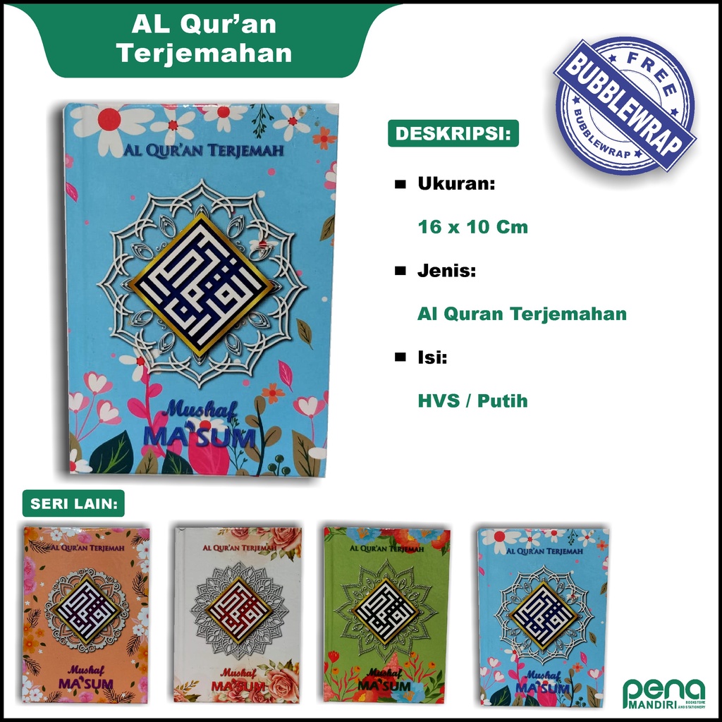 al qur'an terjemah muslimah ma'sum A6 10x16 cm - Quran Masum