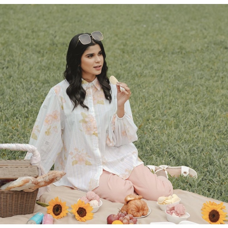 Benang jarum - Diantha puff sleeve shirt in peach