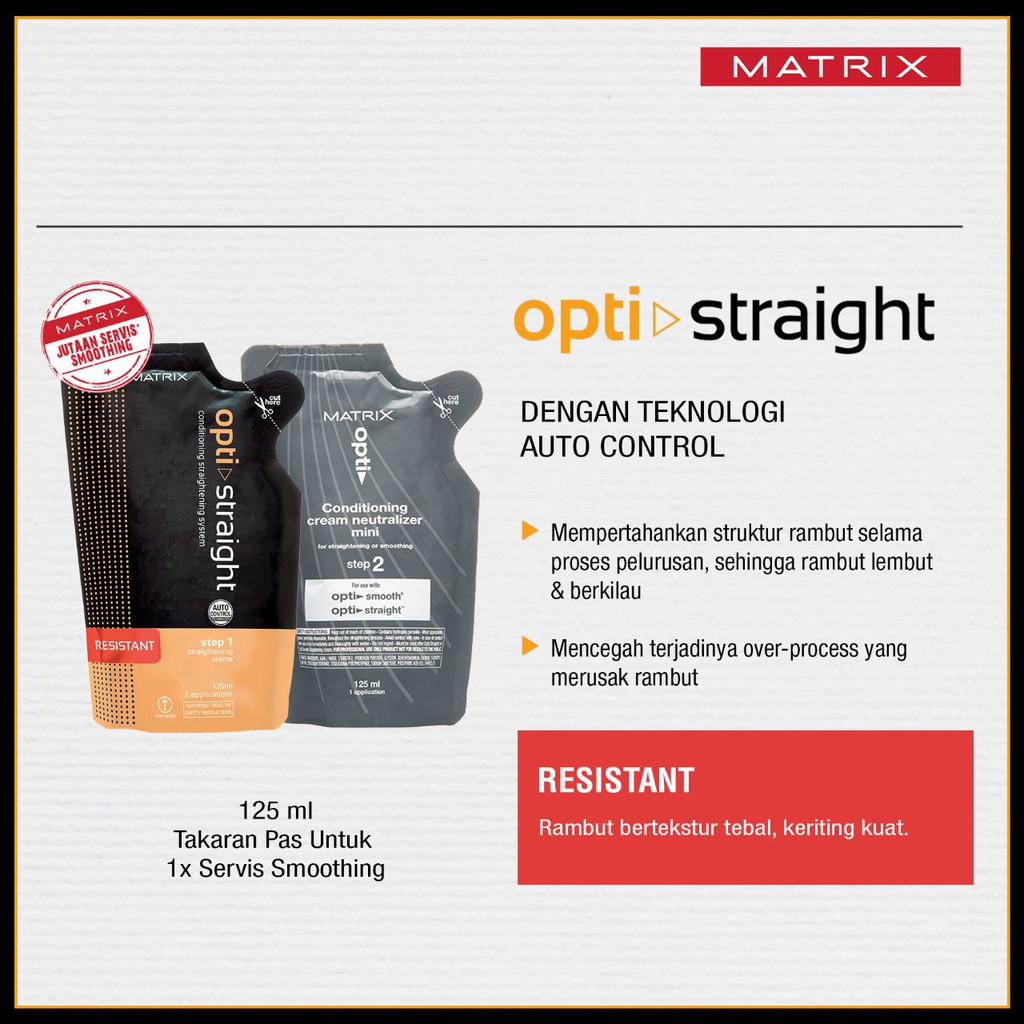 ☘️Yuri Kosmetik☘️ Matrix Mini Opti Straight Sachet 125ml x 2 ( Step 1 dan Step 2 ) / REBONDING / SMOOTHING RAMBUT / Matrix Mini Sachet