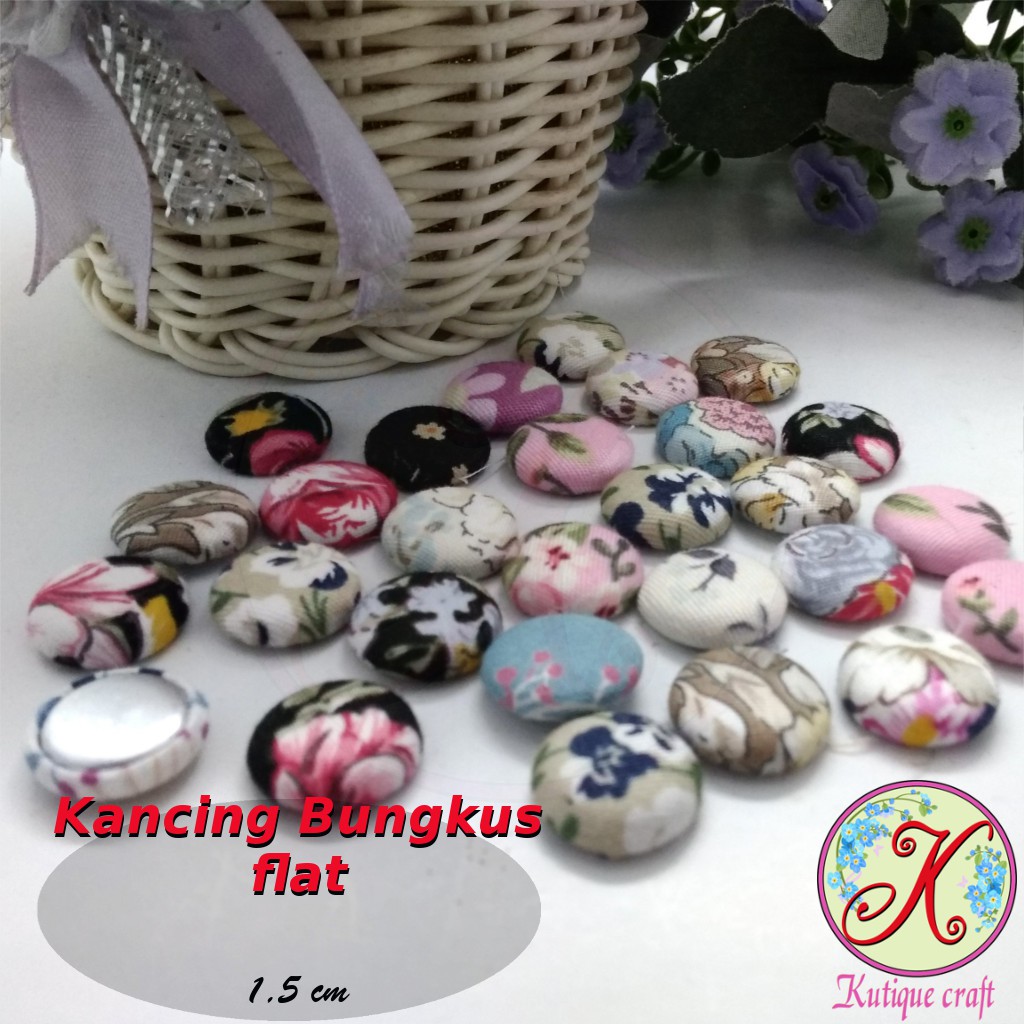 Kancing Bungkus Flat 1,5cm Motif per 100 pcs