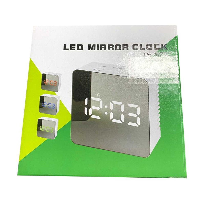 Jam Meja LED Alarm Suhu Ruang Digital Mirror Clock with Temperature