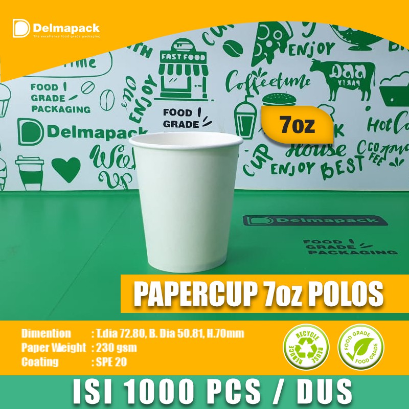 PAPER CUP 7oz - DRINK, ICE CREAM, TEA, COFFEE - FOODGRADE - 1000 PCS