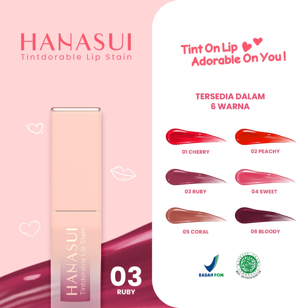 Hanasui Tintdorable Lip Stain - Lip Tint SHADE BARU