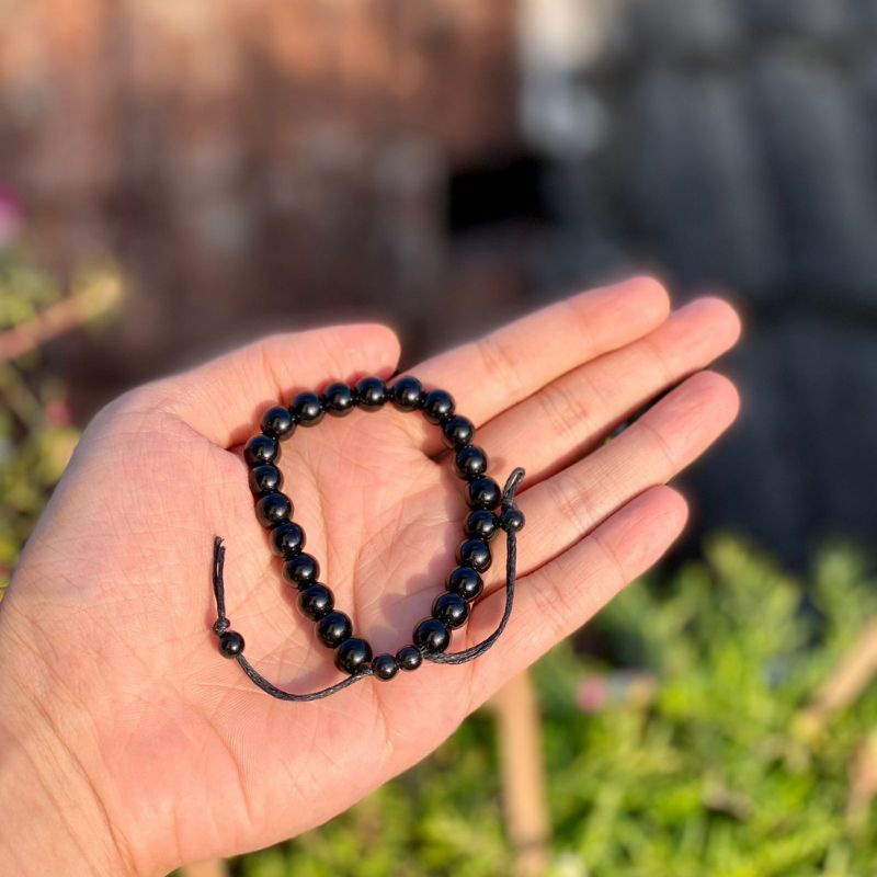 4s Grosir Solo || Gelang Simple Manik Hitam Polos Untuk Pria Dan Wanita