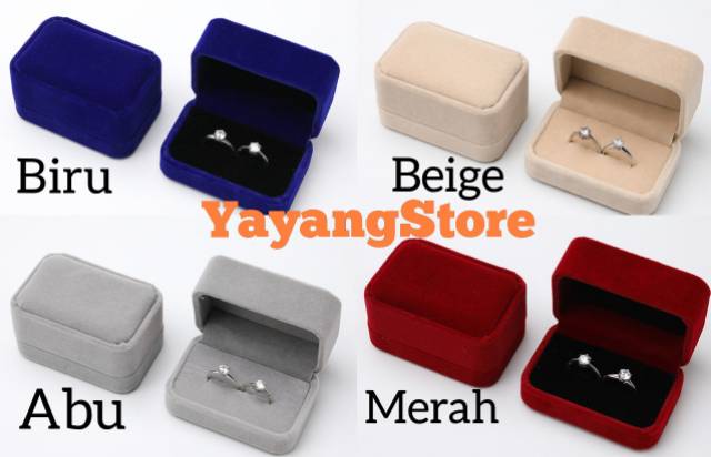 Kotak Cincin Kotak Perhiasan Kalung Beludru Velvet Ring Box