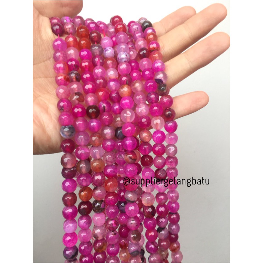 bahan batu 8mm Purple Agate cutting aksesoris facet gelang kalung ungu agatis supplier gelang kalung