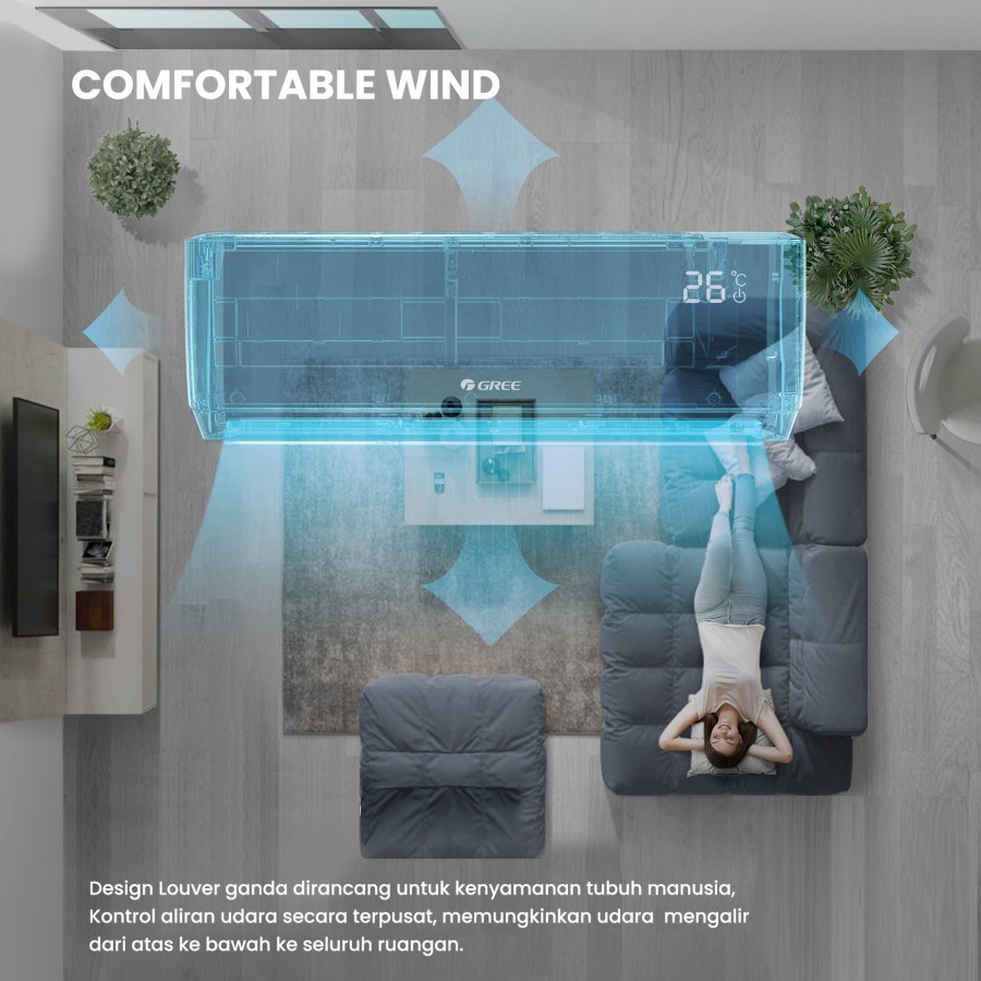 GREE AC STANDARD - AC 1 PK - GWC-09MOO5(S) / GWC09MOO5S - PUTIH (Indoor &amp; Outdoor)