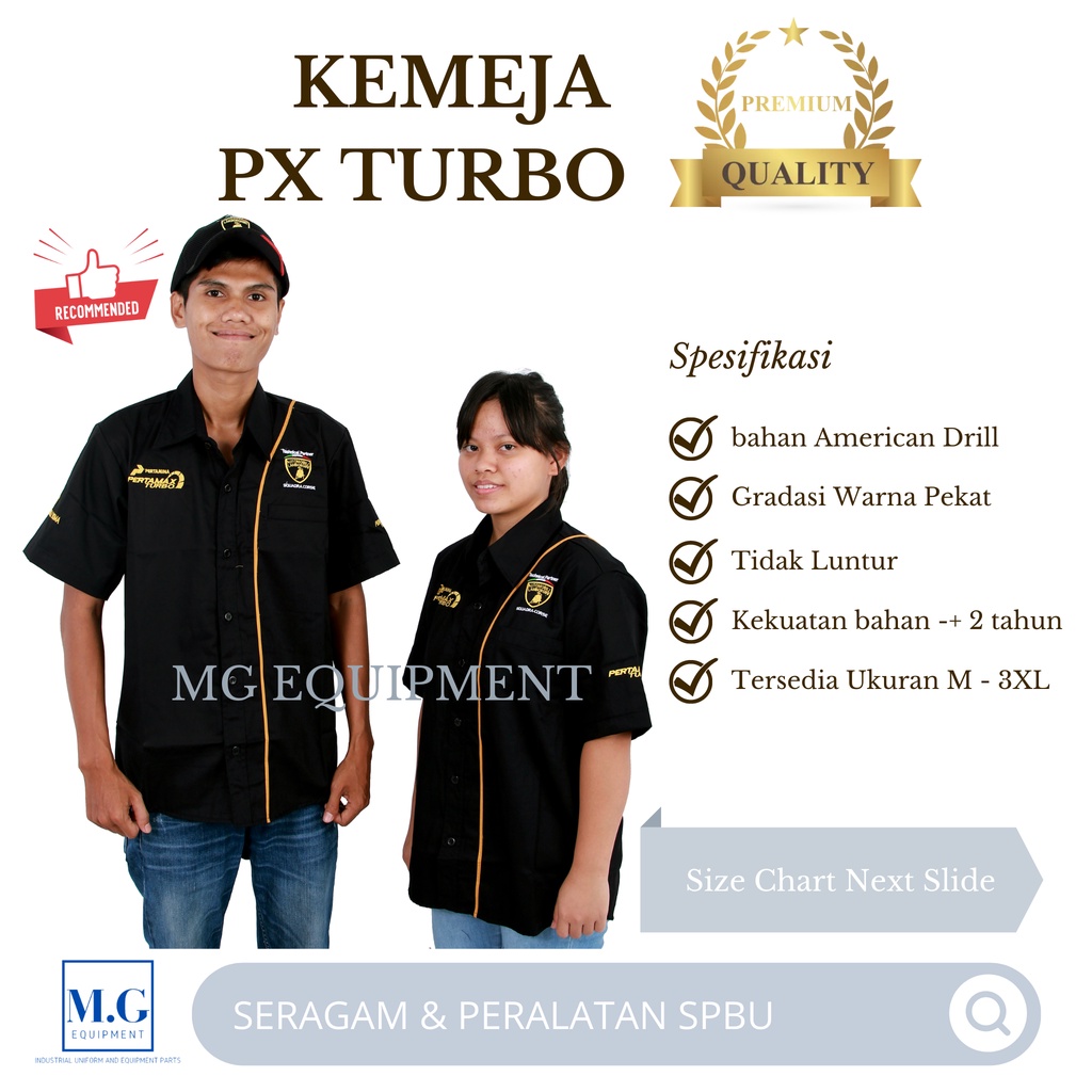 Kemeja Spbu Pertamina Px Turbo Pria Wanita Bahan Venosa American Drill