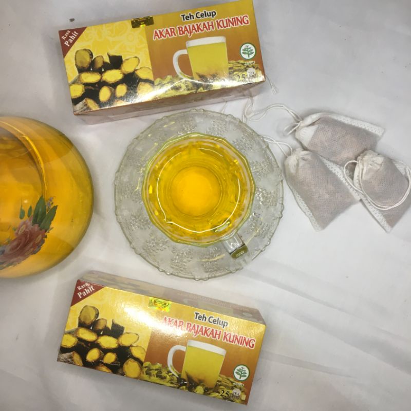 

Teh celup akar bajakah kuning isi 25 pcs kayu original