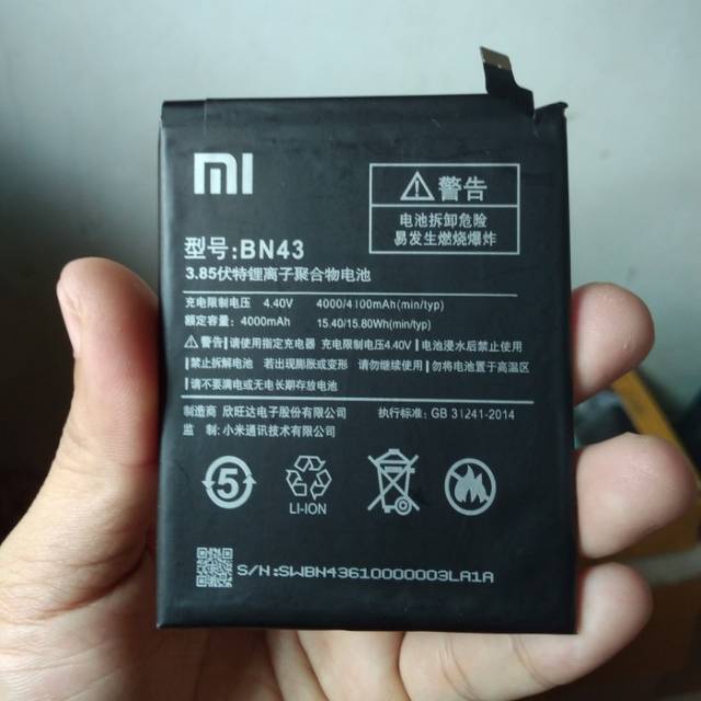 BATRE BATERAI BATERE XIAOMI REDMI NOTE 4X SNAPDRAGON BN43 ORIGINAL BATTERY BN43