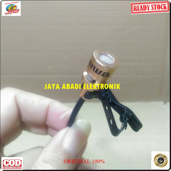 G498  AIWA MIC JEPIT KABEL KANCING KERAH BAJU 8 METER CLIP MIKROPHONE VOKAL SUARA JERNIH DAN ENTENG PROFESIONAL COCOK UNTUK IMAM MASJID CERAMAH PIDATO DLL BISA UNTUK SEGALA AUDIO PRODUK BERKHUALITAS HARGA TERJANGKAU PAKAI BATERAI AA