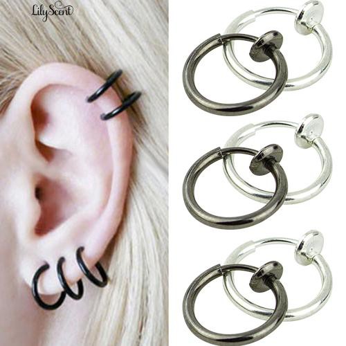 [Bayar Di Tempat]1 Pc Unisex Punk Goth -on Hoop Tubuh Hidung Bibir Telinga Piercing Ring Earring