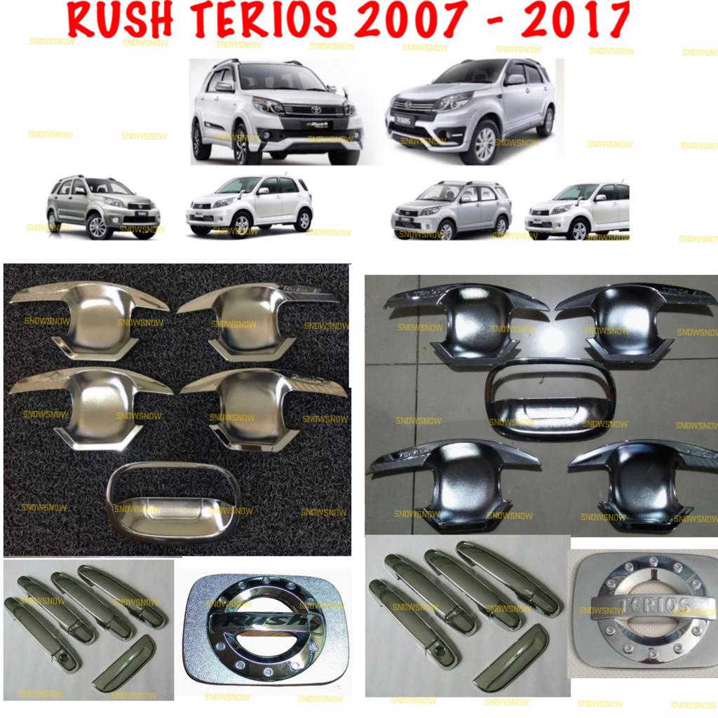 Paket Outer Handle Tank Cover Rush Terios Lama Old 2007 2008 2012 2015 2017 5pcs Elegant Chrome