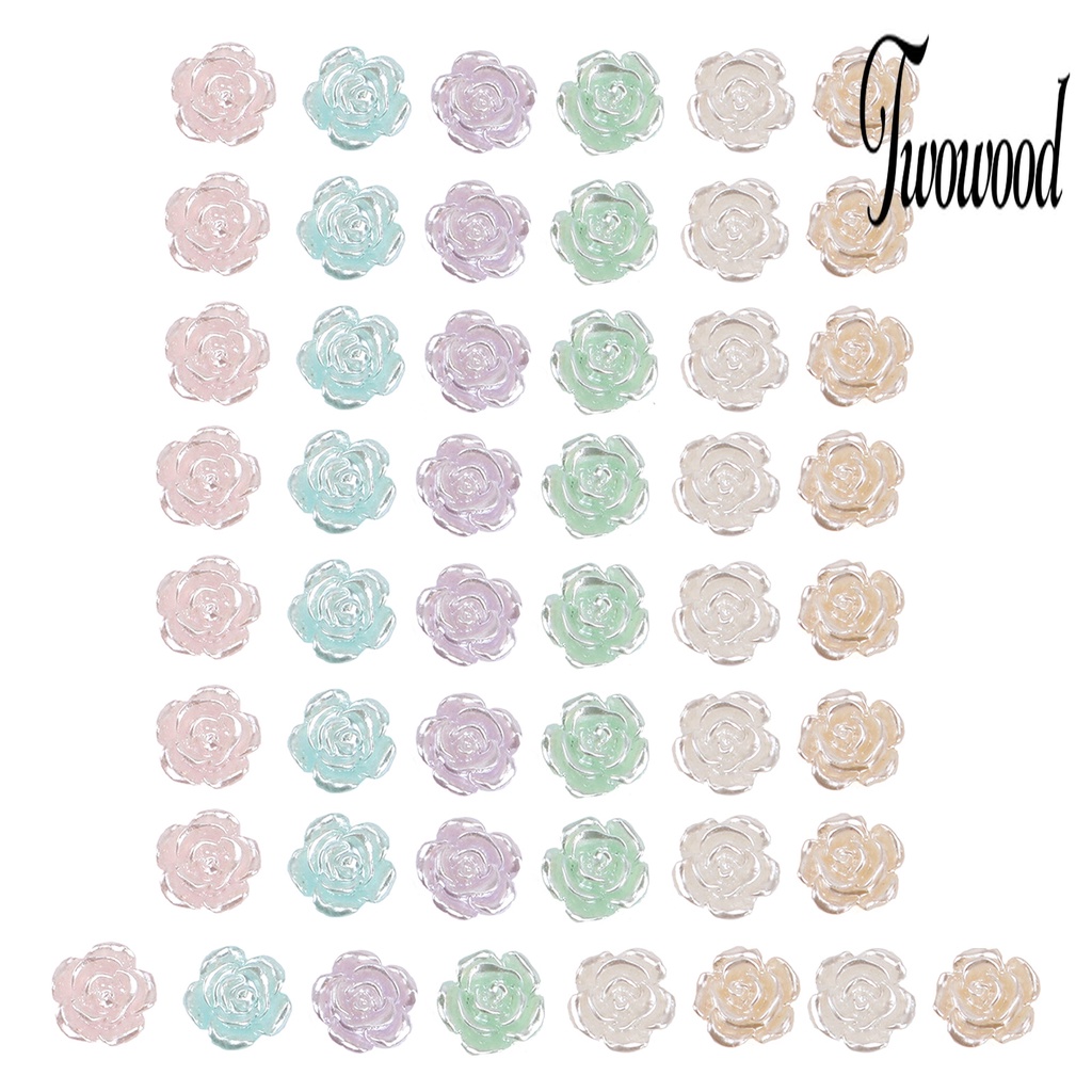 50 Pcs Ornamen Bunga Camellia Warna-Warni Untuk Dekorasi Manicure Wanita