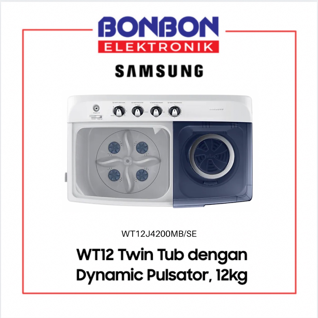 Samsung Mesin Cuci 2 Tabung 12KG WT12J4200MB/SE