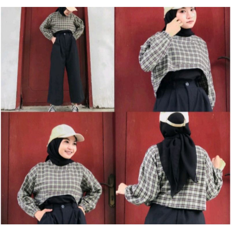 Larissa crop top korean tartan