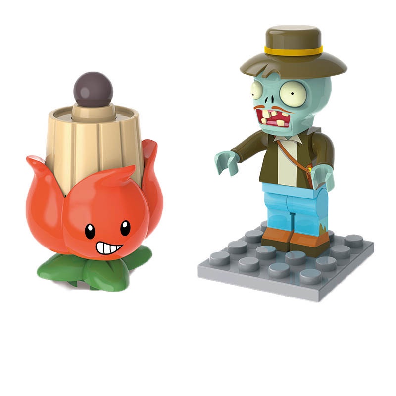 Mainan Puzzle Balok Bangunan Model Plants vs Zombies Bahan ABS Untuk Hadiah Anak