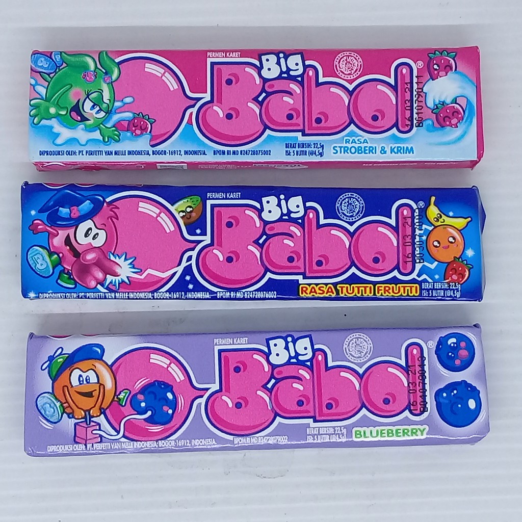 

Big Babol Permen Karet Rasa Blueberry / Tutti Frutti / Stroberi Krim