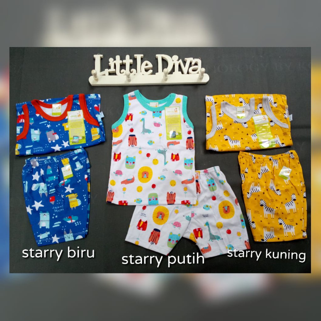 S M L XL XXL Setelan SINGLET &amp; CELANA PENDEK Velvet Junior vv KUTUNG starry night here comes the sun