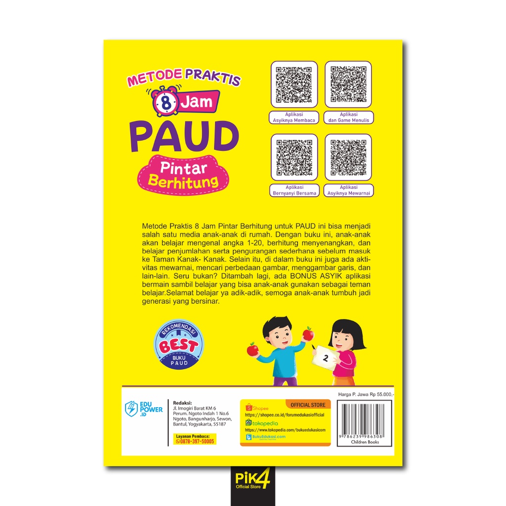 Buku anak Metode Praktis 8 Jam PAUD Pintar Berhitung pra tk