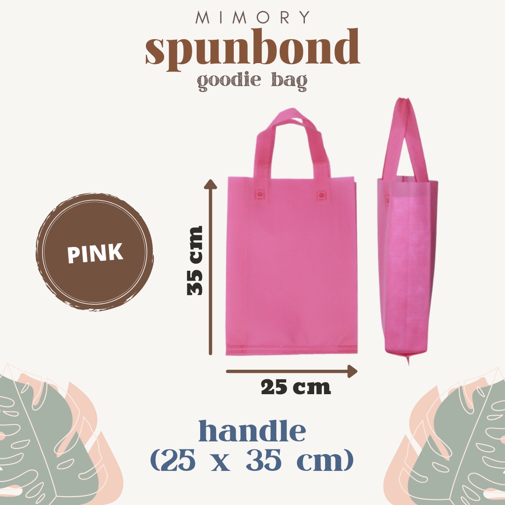 

TAS SPUNBOND 25x35 cm HANDLE -PINK- /Goodie Bag/Ultah/Tas Acara/Tas Sablon