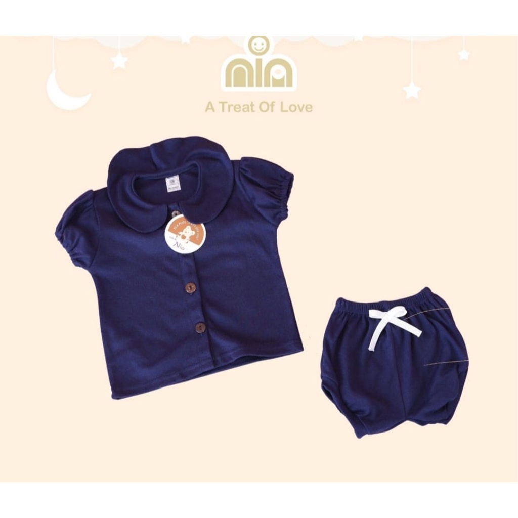 Setelan Baju Bayi 3-6 Bulan Motif Polos Setelan Nia Bee Girl