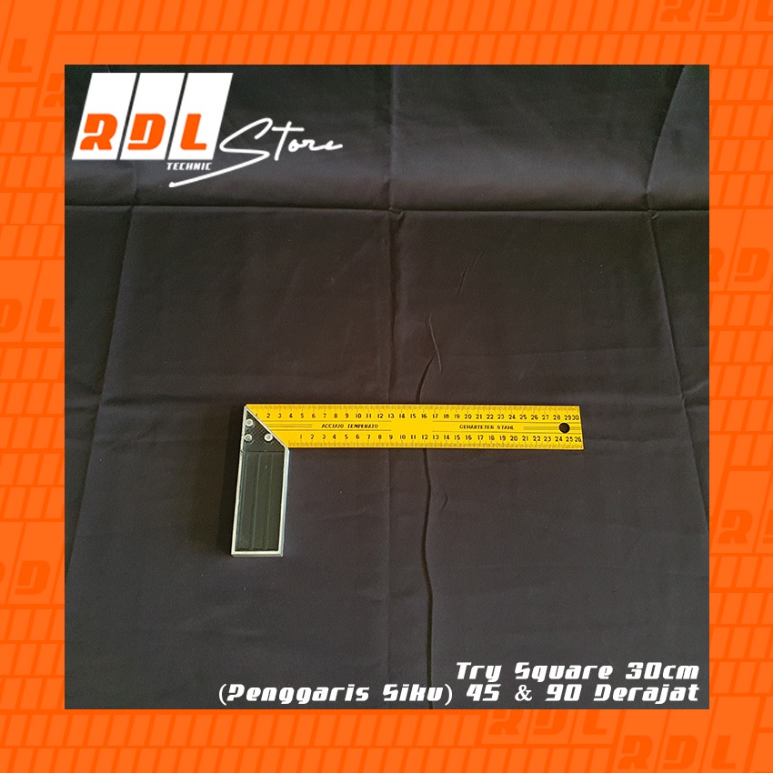 Try Square 30cm (Penggaris Siku) 45 & 90 Derajat