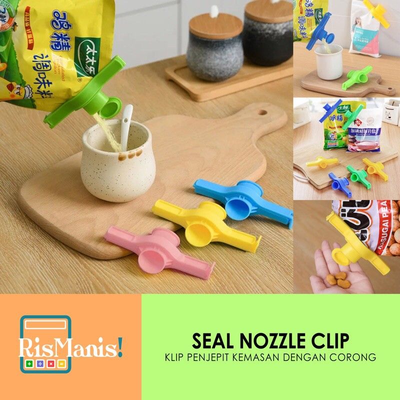 SEAL NOZZLE CLIP - Klip Penjepit Kemasan Makanan Deterjen Camilan Sereal Sabun Minyak Corong Penuang