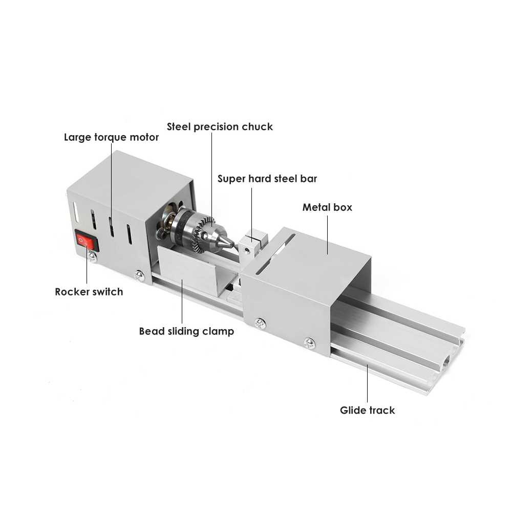 Mesin Bubut Mini Lathe Wood Metalworking DIY 96W - HXL