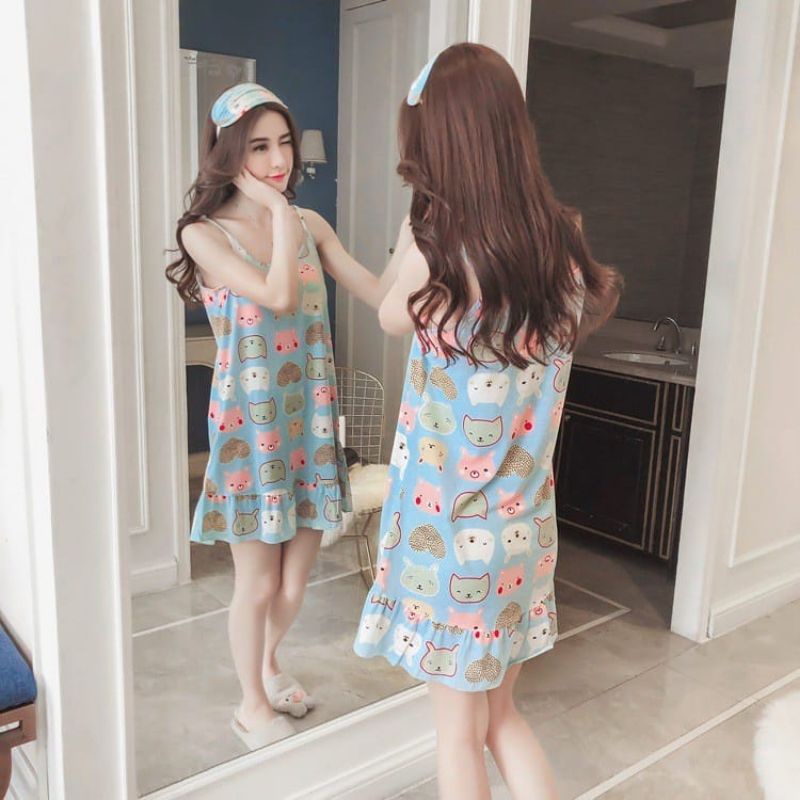 BAJU TIDUR KOREA/DASTER IMPORT +PENUTUP MATA/DASTER IMPORT LUCU