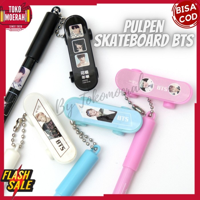 

SALE PULPEN BTS / PEN LUCU UNIK MURAH BOLPEN SKATEBOARD BTS BT21 BISA COD - Merah Muda