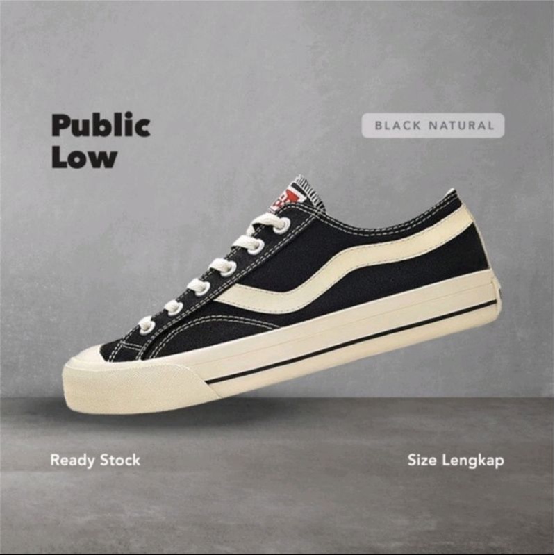 Ventela Public Low Black/Natural BNIB - Sepatu Sneakers