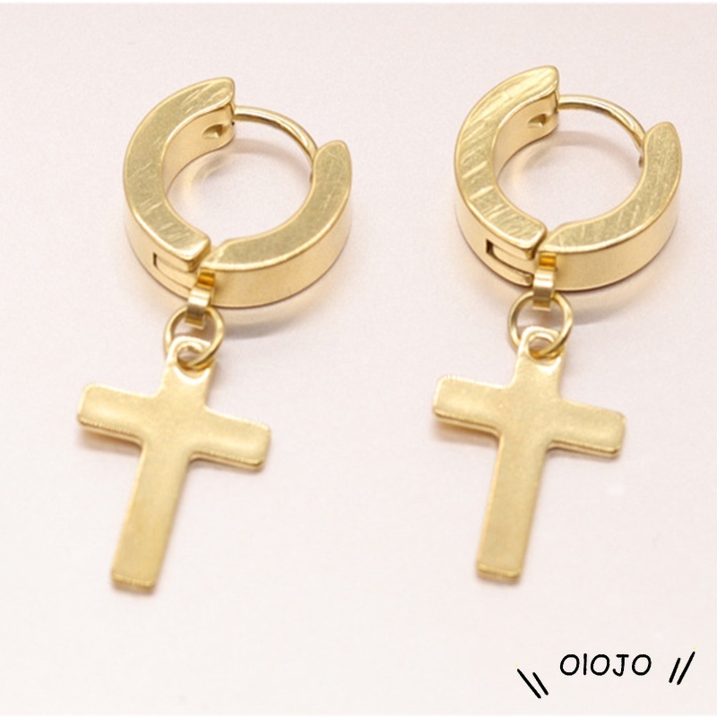 【COD】Versi Korea Dari Cross Liontin Anting-Anting Pria Dan Wanita Pendek Anting Stainless Steel