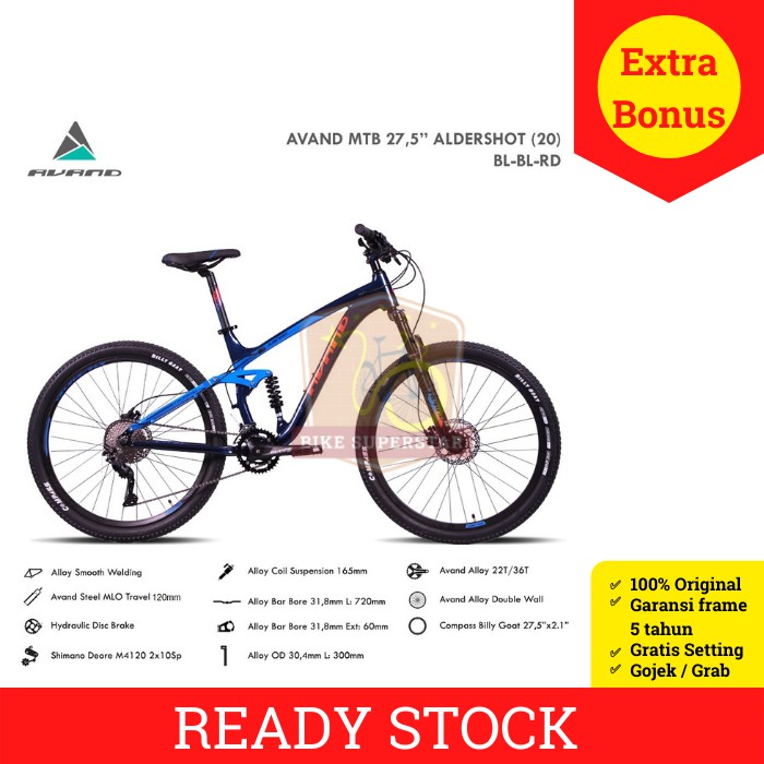 Sepeda Gunung MTB 27.5 Inch Avand Aldershot by United Alloy 20 Speed Cakram Hidrolik Full Suspension